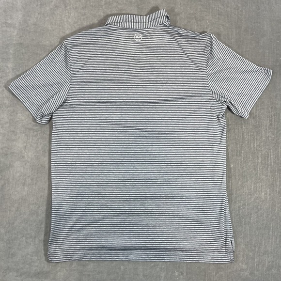 Vineyard Vines Performance Mens Medium Gray White Striped Golf Polo Shirt - Picture 6 of 6
